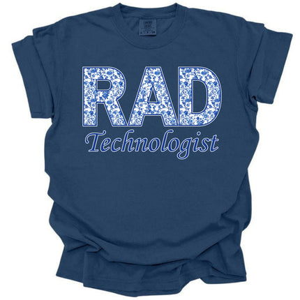 Blue Floral Rad Technologist - Comfort Colors T-Shirt