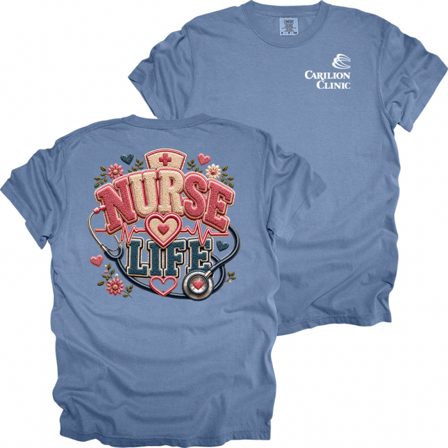 Carilion Clinic Faux Chenille Nurse Life - Comfort Colors T-Shirt