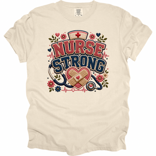Faux Chenille Nurse Strong - Comfort Colors T-Shirt