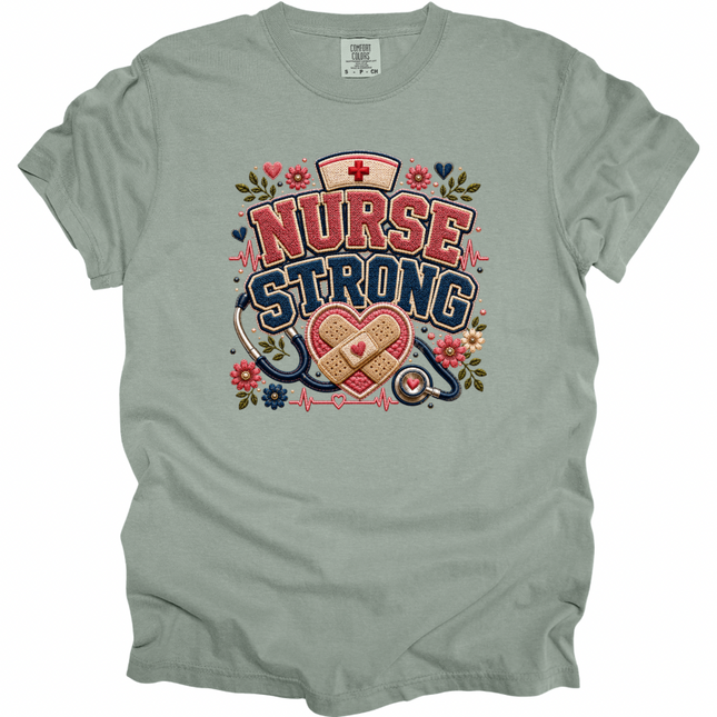Faux Chenille Nurse Strong - Comfort Colors T-Shirt