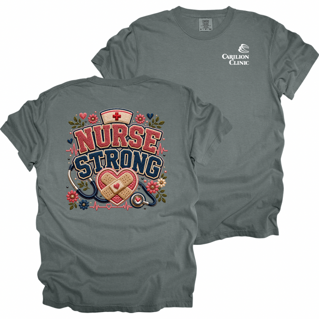 Carilion Clinic Faux Chenille Nurse Strong - Comfort Colors T-Shirt