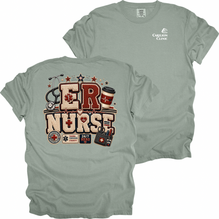 Carilion Clinic Faux Chenille ER and ICU Nurse- Comfort Colors T-Shirt