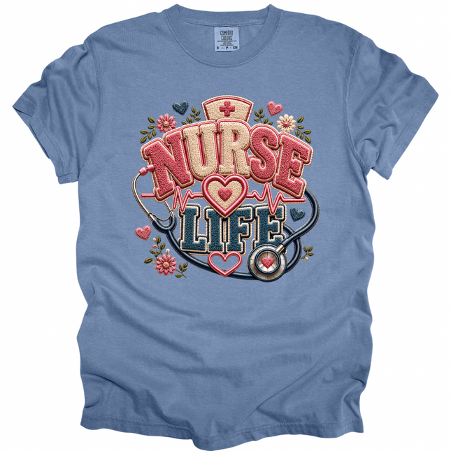 Faux Chenille Nurse Life - Comfort Colors T-Shirt