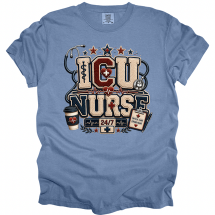Faux Chenille ER and ICU Nurse - Comfort Colors T-Shirt