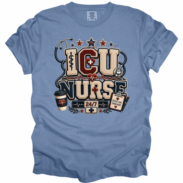 Faux Chenille ER and ICU Nurse - Comfort Colors T-Shirt