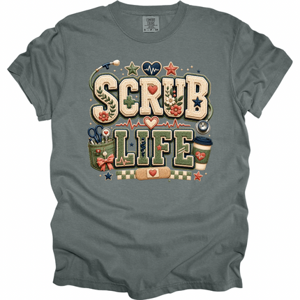 Faux Chenille Scrub Life - Comfort Colors T-Shirt
