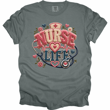 Faux Chenille Nurse Life - Comfort Colors T-Shirt
