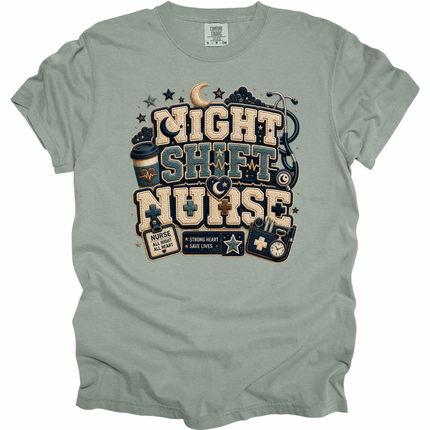 Faux Chenille Night Shift Nurse - Comfort Colors T-Shirt