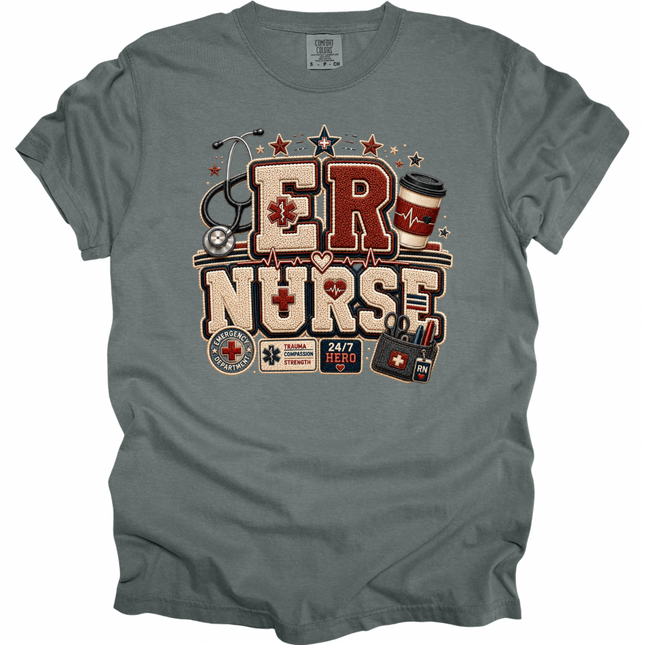 Faux Chenille ER and ICU Nurse - Comfort Colors T-Shirt