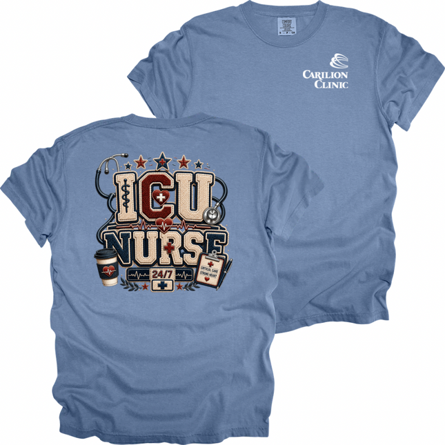Carilion Clinic Faux Chenille ER and ICU Nurse- Comfort Colors T-Shirt