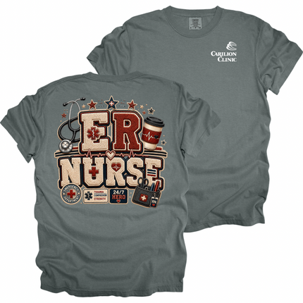 Carilion Clinic Faux Chenille ER and ICU Nurse- Comfort Colors T-Shirt
