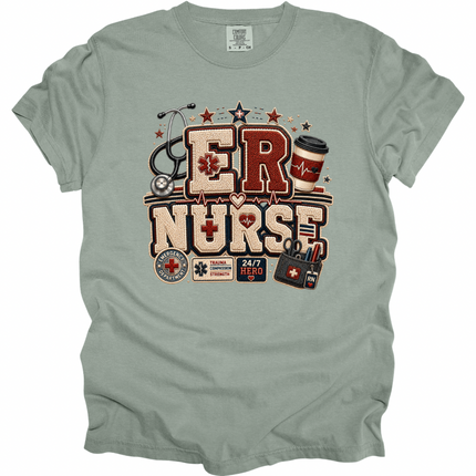 Faux Chenille ER and ICU Nurse - Comfort Colors T-Shirt