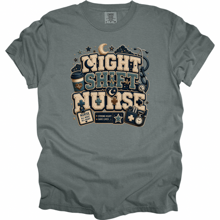 Faux Chenille Night Shift Nurse - Comfort Colors T-Shirt