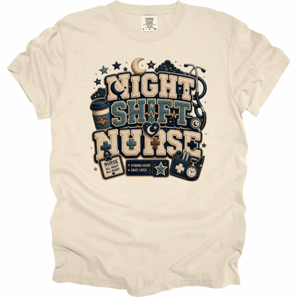 Faux Chenille Night Shift Nurse - Comfort Colors T-Shirt