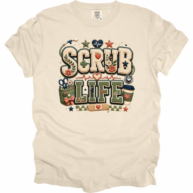 Faux Chenille Scrub Life - Comfort Colors T-Shirt