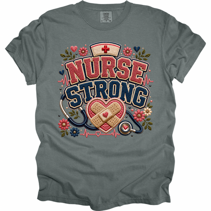 Faux Chenille Nurse Strong - Comfort Colors T-Shirt