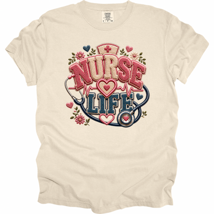 Faux Chenille Nurse Life - Comfort Colors T-Shirt