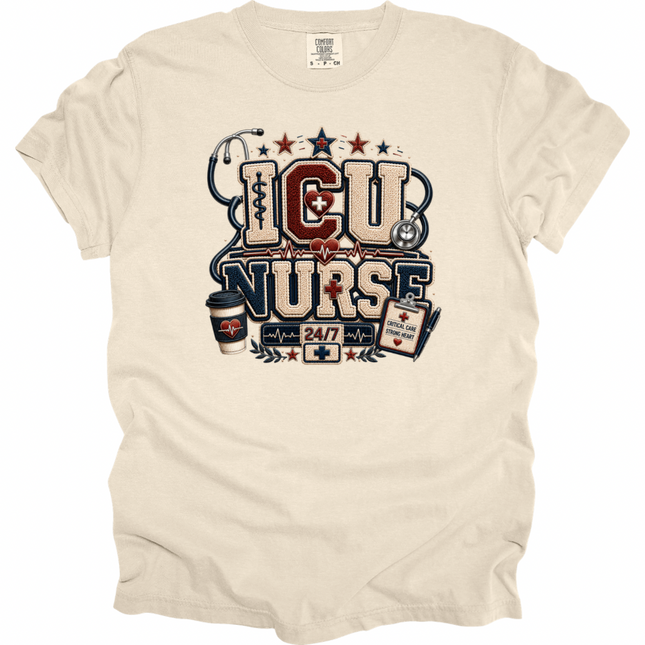 Faux Chenille ER and ICU Nurse - Comfort Colors T-Shirt