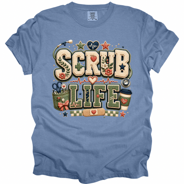 Faux Chenille Scrub Life - Comfort Colors T-Shirt