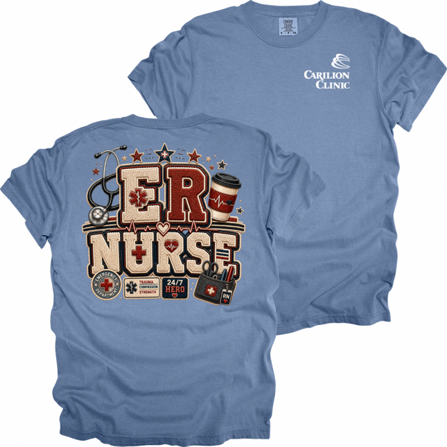 Carilion Clinic Faux Chenille ER and ICU Nurse- Comfort Colors T-Shirt