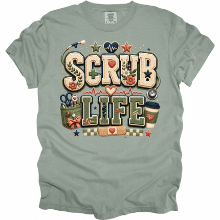 Faux Chenille Scrub Life - Comfort Colors T-Shirt