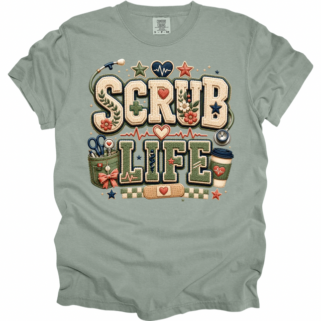 Faux Chenille Scrub Life - Comfort Colors T-Shirt