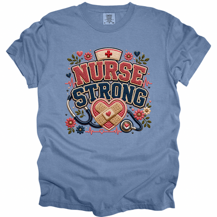 Faux Chenille Nurse Strong - Comfort Colors T-Shirt