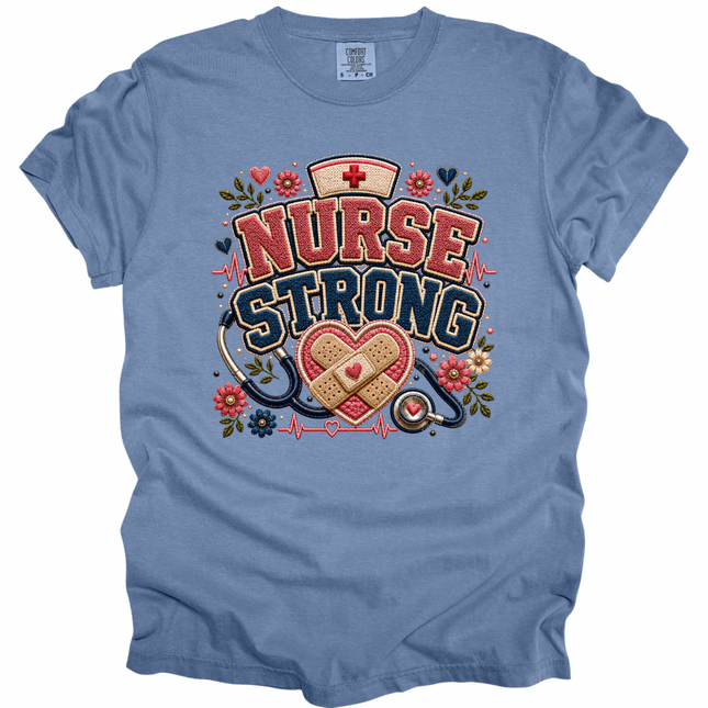 Faux Chenille Nurse Strong - Comfort Colors T-Shirt