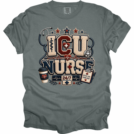 Faux Chenille ER and ICU Nurse - Comfort Colors T-Shirt