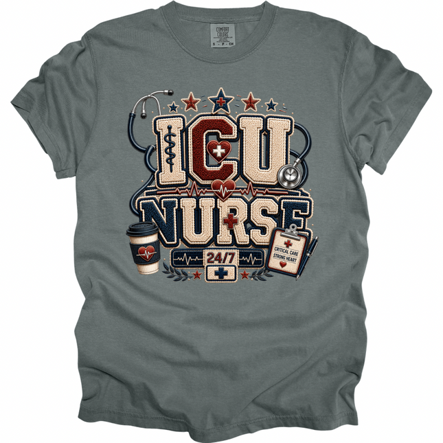Faux Chenille ER and ICU Nurse - Comfort Colors T-Shirt
