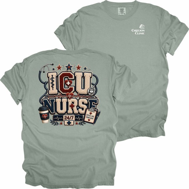 Carilion Clinic Faux Chenille ER and ICU Nurse- Comfort Colors T-Shirt
