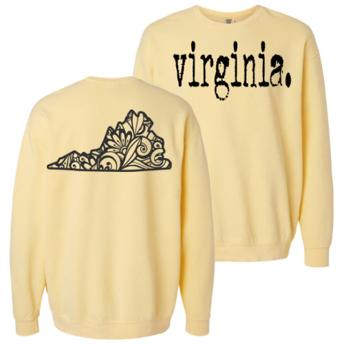 Virginia Typewriter with Floral State Outline - Comfort Colors Series