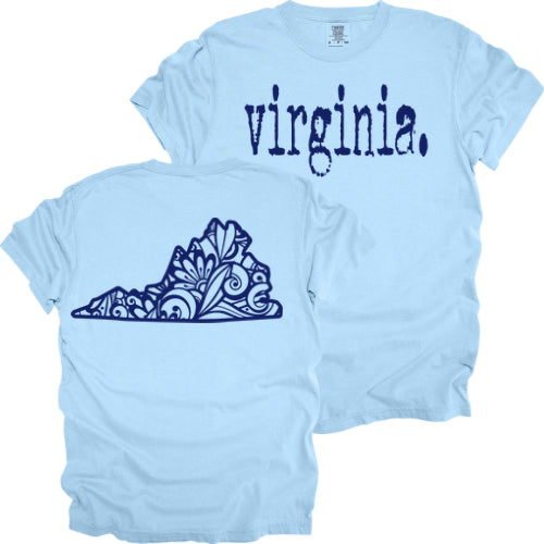 Virginia Typewriter with Floral State Outline - Comfort Colors Series