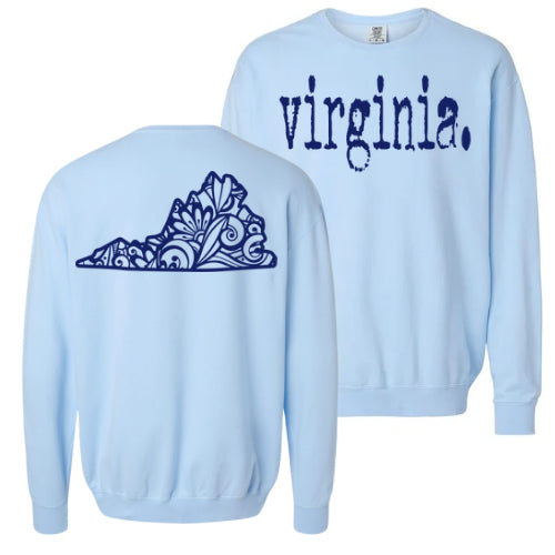 Virginia Typewriter with Floral State Outline - Comfort Colors Series