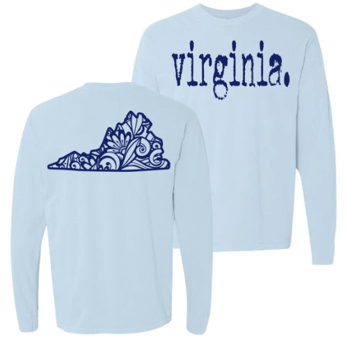Virginia Typewriter with Floral State Outline - Comfort Colors Series