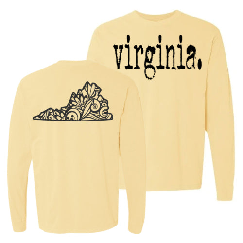 Virginia Typewriter with Floral State Outline - Comfort Colors Series