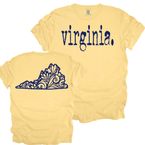 Virginia Typewriter with Floral State Outline - Comfort Colors Series