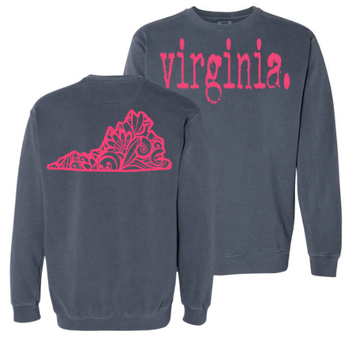 Virginia Typewriter with Floral State Outline - Comfort Colors Series