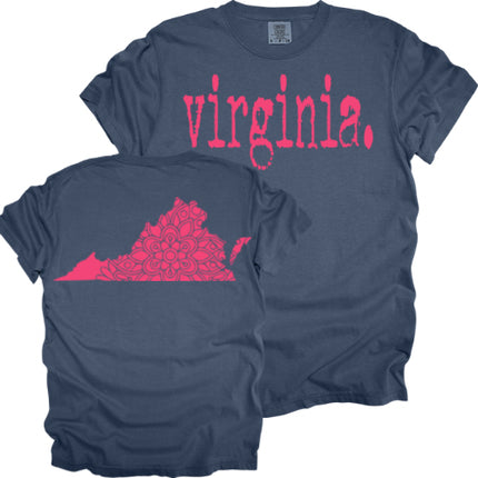 Virginia Typewriter with Floral State Outline - Comfort Colors Series