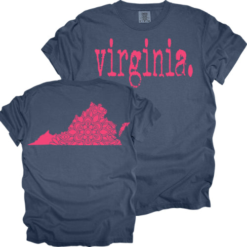 Virginia Typewriter with Floral State Outline - Comfort Colors Series
