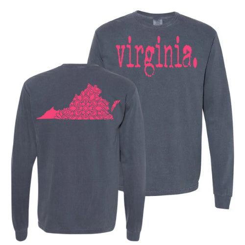 Virginia Typewriter with Floral State Outline - Comfort Colors Series