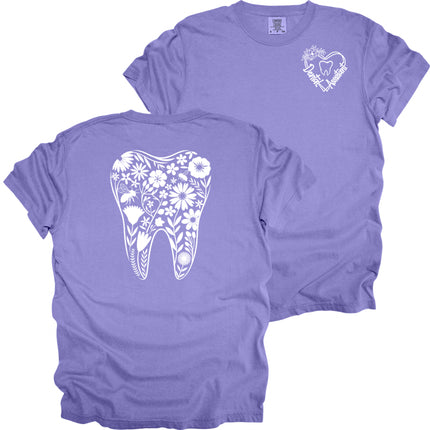 Dental Assistant with Floral Tooth - Comfort Colors T-Shirt