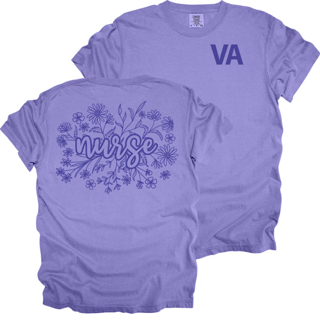 VA Nurse with Wildflowers - Comfort Colors T-Shirt