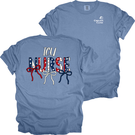 Carilion Clinic Red, White, Blue Nurse with Department- Comfort Colors T-Shirt
