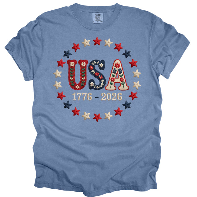 Faux Embroidery USA - Comfort Colors T-Shirt