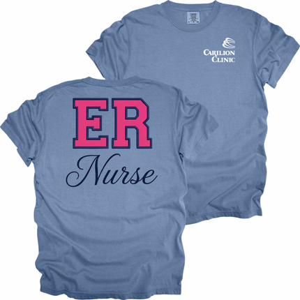 Carilion Clinic Varsity Hot Pink Departments- Comfort Colors T-Shirt