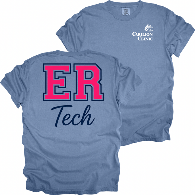 Carilion Clinic Varsity Hot Pink Departments- Comfort Colors T-Shirt