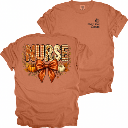 Carilion Clinic Fall Nurse with Orange Bow - Comfort Colors T-Shirt
