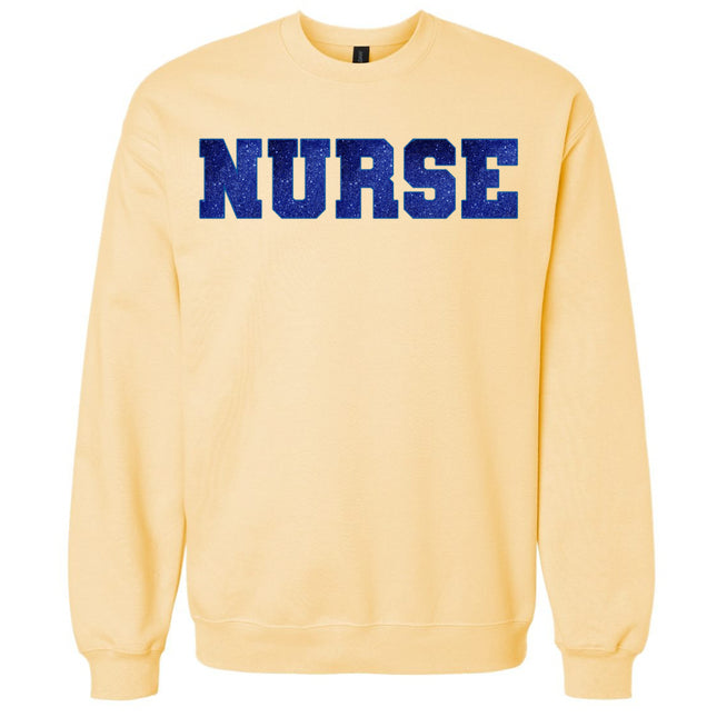 Glitter Embroidered NURSE Crewneck Sweatshirt